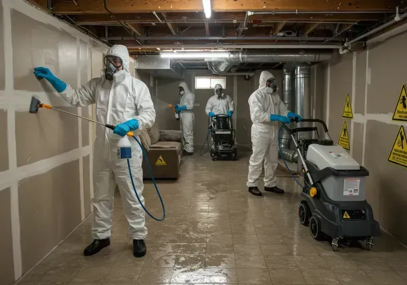 Basement Moisture Removal and Structural Drying process in Garden City, SC